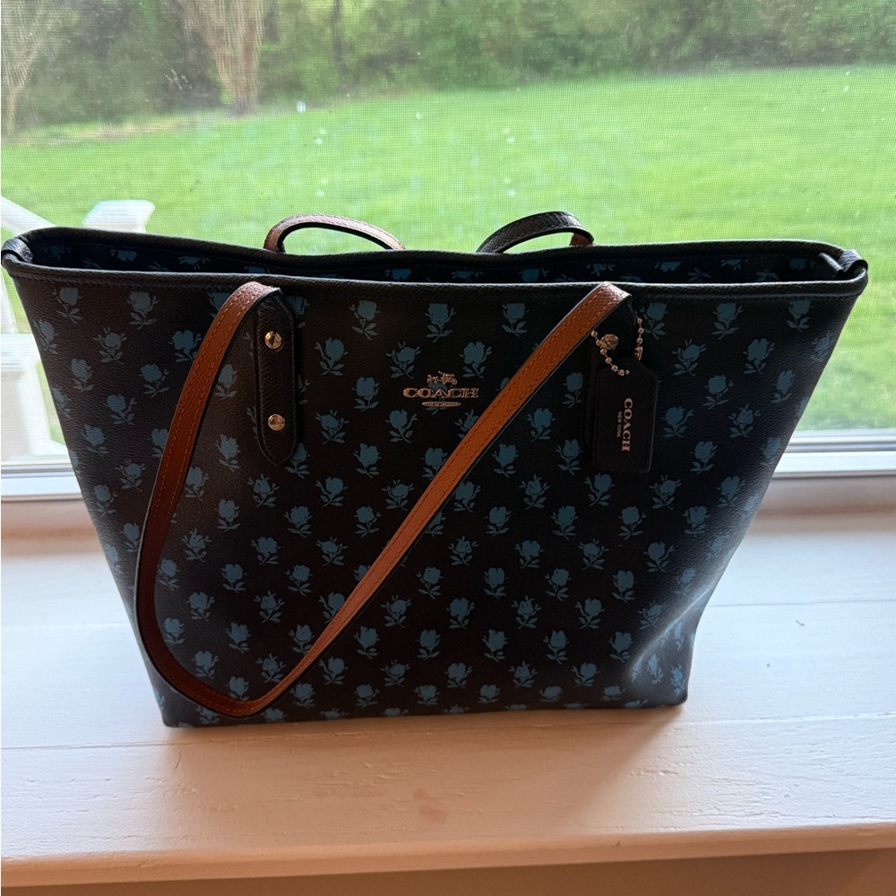 Coach Blue Floral Tote Bag